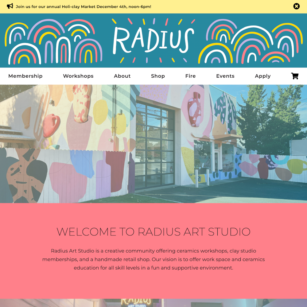 Radius Art Studio Web Design